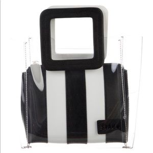 Staud Mini Shirley Handle Bag PVC Black and White